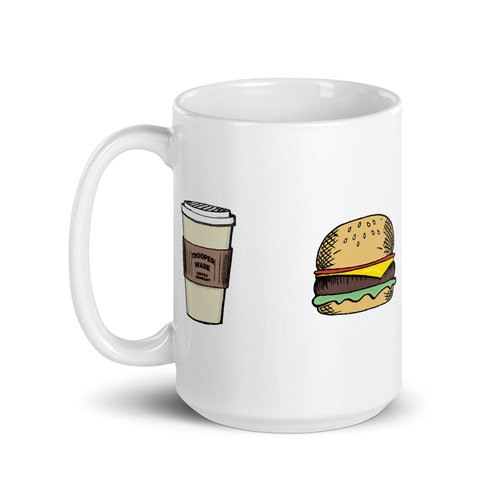 Coffee-Burger-Pizza-Poker Coffee Mug